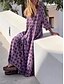 abordables Robes Maxi-Femme Robe casual Imprimer Col V Robe longue maxi du quotidien Vacances Manches 3/4 Eté Printemps