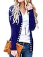 cheap Women&#039;s Sweaters-Women&#039;s Cardigan Solid Color Knitted Button Stylish Basic Casual Long Sleeve Regular Fit Sweater Cardigans Fall Spring Open Front Blue Purple Pink / Going out