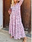 cheap Maxi Dresses-Women&#039;s Ruffle Print Maxi Swing Dress Pink