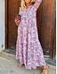 abordables Robes Maxi-Robe casual Robe Évasée Robe imprimée Femme robe longue Soirée Décontractées Floral A Volants Imprimer Extérieur du quotidien Vacances Col V manche longue Robe Standard Rose Claire Eté Printemps S M