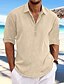 cheap Long Sleeves-Men&#039;s Casual Linen Summer Beach Shirt