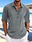 cheap Long Sleeves-Men&#039;s Casual Linen Summer Beach Shirt