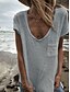 cheap T-Shirts-Women&#039;s T shirt Tee Plain Casual Weekend Pocket White Short Sleeve Basic V Neck