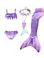 economico Costumi da bagno per ragazze-Costume da bagno per bambina 5 pezzi con coda da sirena colorato disponibile in viola rosa cipria
