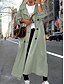 cheap Coats &amp; Trench Coats-Women&#039;s Trench Coat Spring Summer Outdoor Street Daily Maxi Coat Breathable Regular Fit Casual Jacket Long Sleeve Oversize Solid Color Green
