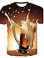 abordables Tank Tops-Hombre Camisa Camiseta Bloque de color 3D Cerveza Escote Redondo Amarillo Claro Impresión personalizada Negro Blanco Amarillo Talla Grande Noche Fin de semana Manga Corta Ropa Básico
