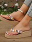 cheap Sandals-Boho Bohemia Women&#039;s Beach Slippers Embroidered Rainbow Flip Flops Polyester Casual Daily Open Toe Wedge Heel