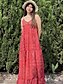 cheap Maxi Dresses-Women&#039;s Maxi long Dress Strap Dress Green Purple Pink Red Yellow Sleeveless Print Abstract cold shoulder Spring Summer Boho 2022 S M L XL