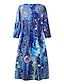 cheap Casual Dresses-Women&#039;s Midi Dress Casual Dress Shift Dress Floral 3/4 Length Sleeve Summer Spring Print Fashion V Neck 2023 S M L XL XXL XXXL 4XL