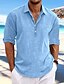 cheap Long Sleeves-Men&#039;s Casual Linen Summer Beach Shirt