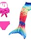 economico Costumi da bagno per ragazze-Bambino Da ragazza 3 pezzi Tre pezzi Costumi da bagno Bikini Costume da bagno Coda da sirena Sirenetta Costumi da bagno Senza maniche Gradiente Blu Arcobaleno Rosso Attivo Cosplay Costumi Spiaggia