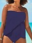 preiswerte Tankini-Damen Badeanzug Tankini Bademode Rückenfrei 2 teilig Einfarbig Urlaub Strandbekleidung Badeanzüge