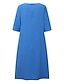 billige Casual Kjoler-dameskiftkjole knælang kjole grøn blå pink gul halværmet ren farve patchwork forår sommer v-hals basic casual 2023 s m l xl xxl 3xl 4xl 5xl