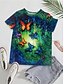 baratos Super Sale-Mulheres Camiseta Gráfico Borboleta Diário Final de semana Imprimir Azul Manga Curta Básico Decote Redondo