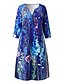 cheap Casual Dresses-Women&#039;s Midi Dress Casual Dress Shift Dress Floral 3/4 Length Sleeve Summer Spring Print Fashion V Neck 2023 S M L XL XXL XXXL 4XL