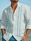 cheap Linen Shirts-Men&#039;s Striped Linen Casual Hawaiian Shirt