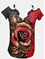billige Super Sale-Dame T skjorte Blomstret Grafisk Avslappet Ferie Rød Kortermet Strandstil Løse skuldre