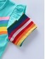 preiswerte Kleider für Babys-kinderkleidung Mädchen Kleid Karikatur Regenbogen Kurzarm Schulanfang Party Bestickt Kuschelig Baumwolle Knielang Sweatkleid Sommer 3 Jahre + Gelb Rosa Blau