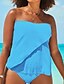 abordables Tankini-Mujer Bañadores Tankini Traje de baño Espalda al Aire 2 Piezas Color puro Vacaciones Ropa de playa Trajes de baño