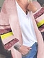 cheap Cardigans-Women&#039;s Cardigan Knitted Rainbow Color Block Basic Casual Long Sleeve Loose Sweater Cardigans Open Front Fall Spring Pink Light Green Beige / Daily / Holiday