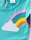 preiswerte Kleider für Babys-kinderkleidung Mädchen Kleid Karikatur Regenbogen Kurzarm Schulanfang Party Bestickt Kuschelig Baumwolle Knielang Sweatkleid Sommer 3 Jahre + Gelb Rosa Blau