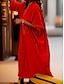 abordables Robes Maxi-Femme Robe casual Feuille Col V Robe longue maxi basique Classique du quotidien Vacances Manches 3/4 Eté Printemps