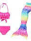 economico Costumi da bagno per ragazze-Bambino Da ragazza 3 pezzi Tre pezzi Costumi da bagno Bikini Costume da bagno Coda da sirena Sirenetta Costumi da bagno Senza maniche Gradiente Blu Arcobaleno Rosso Attivo Cosplay Costumi Spiaggia