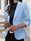 abordables Women&#039;s Coats &amp; Jackets-blazer Couleur Pleine Style classique Ordinaire Eté Printemps Col plissé Normal Manteau Entraînement manche longue Veste Noir