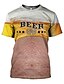 abordables Tank Tops-Homme Chemise T shirt Tee Bloc de couleur 3D Bière Col Rond Jaune clair Impression personnalisée Noir Blanche Jaune Grande Taille Sortie Fin de semaine Manche Courte Vêtement Tenue basique