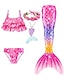 preiswerte Badebekleidung für Mädchen-Kinder Mädchen Bikiniset Badeanzug Meerjungfrau Schwanz Bademode Cosplay Regenbogen Print Lila Rosa Party-Outfits Prinzessin Badeanzüge