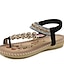 abordables sandalias-Sandalias bohemias con cuentas para mujer: sandalias planas adornadas con flores hechas a mano para la playa de verano y ropa informal