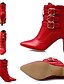 preiswerte Boots-Damen Stiefel Übergrössen Stiefel mit Absatz Täglich Einfarbig Stiefeletten Stiefeletten Winter Schnalle Kätzchen-Ferse Spitze Zehe Klassisch PU Leder Reißverschluss Schwarz Weiß Rot