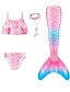 economico Costumi da bagno per ragazze-Costume da bagno per bambina 5 pezzi con coda da sirena colorato disponibile in viola rosa cipria