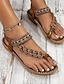 abordables sandalias-Sandalias bohemias con cuentas para mujer: sandalias planas adornadas con flores hechas a mano para la playa de verano y ropa informal