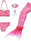 abordables Ropa de Baño para Niña-Bikini de 5pcs de Niñas Traje de Baño Sirena Cola Traje de Baño Cosplay Arco Iris Halter Impresión Púrpura Ruborizado Rosa Trajes de Fiesta Princesa Trajes de Baño