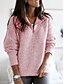 cheap Sweaters-Women&#039;s Sweater Pullover Jumper Solid Color Zipper Knitted Stylish Basic Casual Long Sleeve Regular Fit Sweater Cardigans Fall Winter Spring V Neck Stand Collar Blue Gray Pink / Daily / Going out
