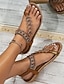 abordables sandalias-Sandalias bohemias con cuentas para mujer: sandalias planas adornadas con flores hechas a mano para la playa de verano y ropa informal