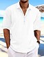 cheap Long Sleeves-Men&#039;s Casual Linen Summer Beach Shirt