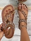 abordables sandalias-Sandalias bohemias con cuentas para mujer: sandalias planas adornadas con flores hechas a mano para la playa de verano y ropa informal