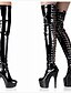 baratos Boots-Mulheres Botas Tamanhos Grandes Stripper Boots Sapatos de fantasia Festa Bandagem Cor Sólida Botas Acima do Joelho Botas de cano alto na virilha Botas altas para as coxas Inverno Cadarço Plataforma