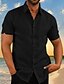 cheap Men&#039;s Shirts-Men&#039;s Hawaiian Short Sleeve Linen Shirt