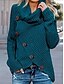 cheap Women&#039;s Sweaters-Women&#039;s Pullover Sweater Jumper Chunky Waffle Knit Knitted Button Tunic Turtleneck Solid Color Daily Casual Drop Shoulder Fall Winter Dark Yellow Green S M L / Long Sleeve / Regular Fit
