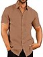 cheap Men&#039;s Shirts-Men&#039;s Hawaiian Short Sleeve Linen Shirt