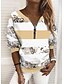 cheap Women&#039;s Hoodies &amp; Sweatshirts-Women&#039;s Sweatshirt Pullover Zip Up Sportswear Yellow Pink Blue Floral Stripes Street V Neck Long Sleeve Micro-elastic