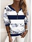 cheap Women&#039;s Hoodies &amp; Sweatshirts-Women&#039;s Sweatshirt Pullover Zip Up Sportswear Yellow Pink Blue Floral Stripes Street V Neck Long Sleeve Micro-elastic