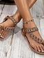 abordables sandalias-Sandalias bohemias con cuentas para mujer: sandalias planas adornadas con flores hechas a mano para la playa de verano y ropa informal