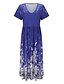 cheap Casual Dresses-Women&#039;s Midi Dress A Line Dress Green Blue Short Sleeve Print Floral V Neck Spring Summer Elegant Casual Vintage 2022 S M L XL XXL 3XL