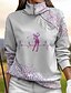 abordables Outerwear-Camisa De Golf De Mujer Manga Larga Top Púrpura Fucsia Rojo Estampado Leopardo