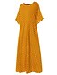 cheap All Sale-Women&#039;s Swing Dress Maxi long Dress Yellow Wine Navy Blue Short Sleeve Polka Dot Print Spring Summer Round Neck Hot Casual Holiday 2021 L XL XXL 3XL 4XL 5XL / Plus Size / High Waist / Plus Size