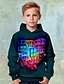 billige Hættetrøjer og sweatshirts til drenge-Børn Drenge Hættetrøje og sweatshirt Pullover Langærmet Sort 3D-udskrivning Regnbue Grafisk 3D Print Farveblok Med lommer Aktiv Basale 4-12 år